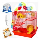 Gaiola Hamster Super Luxo 3 Andares Rodinha Bebedouro Globo