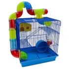 Gaiola hamster tubo super luxo 3 andar compl. labirinto azul