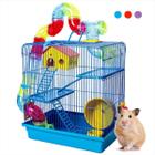 Gaiola Para Hamster 3 Andares Tubo Super Luxo Cor Azul Jel Plast Pet Roe