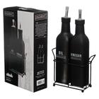 Galheteiro de Vidro Manhattan Preto 300ml 2 Peças com Suporte Hauskraft