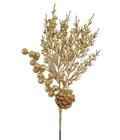 Galho Berries/Pinhas Dourado 40cm