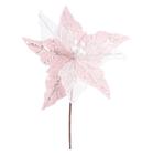 Galho Flor Decorativa Rosa Média com Cabo 20cm Natal Cromus