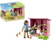 Galinha de brinquedo Playmobil com 3 ninhos e cesta para ovos frescos