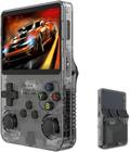 Game retro console portátil r36s acessórios + 64gb tela ips 3,5 video game de bolso cor preto
