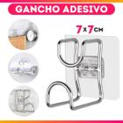 Gancho Adesivo Aço Inox Acabamento Metálico Universal de Parede Multiuso Organizador Autocolante