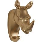 Gancho de parede em resina dourado formato rinoceronte