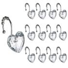 Ganchos de cortina de chuveiro Actpe Decorative Crystal Heart Shape