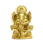 Ganesh Sentado 11 Cm Dourado Em Resina - Prosperidade