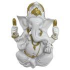 Ganesha Baby Meditando Branco Em Resina 10 Cm