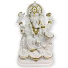 Ganesha Prosperidade Branco em Resina 15 cm