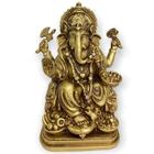 Ganesha Prosperidade Dourado Em Resina 15 Cm