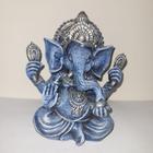 Ganesha sentado de resina na cor azul claro!