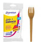 Garfo Sobremesa Dourado Strawplast 50un