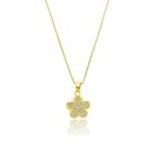 Gargantilha com Pingente Ouro 18k Colar Feminino Flor Cordão