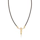 Gargantilha Crucifixo Médio 20X20Mm Gold Silicone Preto