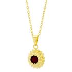 Gargantilha Horus Import Ponto Luz Flor Vermelho Rubi Banhada Ouro 18 K - 1061120