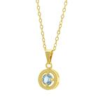 Gargantilha Horus Import Ponto Luz Medal Aquamarine Banhada Ouro 18 K - 1061146