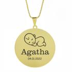 Gargantilha Pingente Redondo Personalizado Nome Agatha Banhado Ouro 18K - 999005227