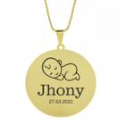 Gargantilha Pingente Redondo Personalizado Nome Jhony Banhado Ouro 18K - 999005058