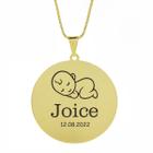 Gargantilha Pingente Redondo Personalizado Nome Joice Banhado Ouro 18K - 999005375