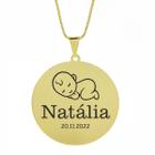 Gargantilha Pingente Redondo Personalizado Nome Natália Banhado Ouro 18K - 999005443