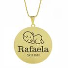 Gargantilha Pingente Redondo Personalizado Nome Rafaela Banhado Ouro 18K - 999005452