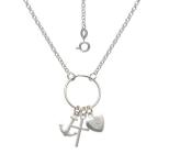 gargantilha prata com argola 12mm com 3 pingentes