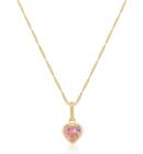 Gargantilha Veneziana Ponto de Luz Coração Rosa 50cm 6mm Em Ouro 18k