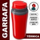 Garrafa água 650ml Moderna vermelha Squeeze - Unitermi