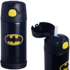 Garrafa Batman Logo Térmica Infantil Metal Com Canudo De Silicone 400ML Oficial DC - Zona Criativa