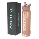 Garrafa de água esportiva mais COLDEST - 24 oz (tampa de palha), à prova de vazamentos, aço inoxidável isolado a vácuo, frio quente, parede dupla, caneca térmica, cantina de metal (24 oz, Golden Rose Glitter)