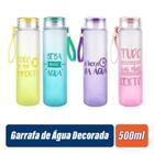 Garrafa De Água Squeeze Fosca Plástico Decorada C/alça 500ml