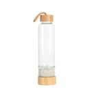 Garrafa de Vidro Bambu com Cristal de Quartzo Transparente