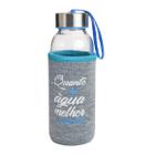 Garrafa de Vidro C/ Tampa Inox E Capa Azul 300ml - Wincy