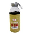 Garrafa De Vidro Com Tampa + Capa Protetora 300ml