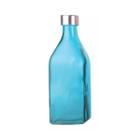 Garrafa de vidro tampa inox scotch água suco azul - Tuut