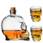 Garrafa Formato Caveira Em Vidro 750Ml + 2 Mini Caveiras