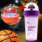 Garrafa Garrafinha Água Squeeze Esportiva Copo Interativo Escola Infantil Anti Vazamento Basquete - 500ml