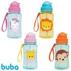 Garrafa Garrafinha Infantil Canudo Silicone Buba Animal Fun 400ml