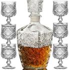 Garrafa Licoreira Quadrada + 6 Mini Taças de Dose Vidro Licoreira Decoração Frasco Cristal Lapidada Whisky Licor