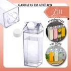 Garrafa Plástico Caixa de Acrílico Transparente 500ML Armazenar Leite Água Suco