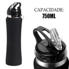 Garrafa Preta De Dupla Camada Térmica Quente Frio 750Ml