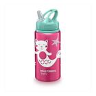 Garrafa Refresh Infantil Alumínio 500ml Canudo Multikids Cor Rosa