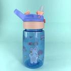 Garrafa Squeeze Canudo Infantil Plástico Garrafinha de água Infantil Escolar Viagem Trava - 450ml