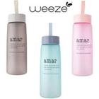 Garrafa squeeze de plastico as emborrachado amar com tampa + alca de silicone weeze 500ml