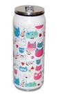 Garrafa Squeeze Inox Com Canudo 360Ml Gato Branco - Max Clink