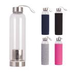 Garrafa Squeeze Vidro Infusor Inox Com Capa 550ml Chá