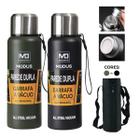 Garrafa Térmica Água Café Suco Aço Inox 1L ou 1,5L Com Bolsa de Transporte Academia Passeio Caminhada Camping Bebida Quente Gelada