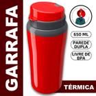 Garrafa Termica água chá 650ml até 6h otima vedação Academia Squeeze design acampamento viagens
