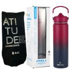 Garrafa Térmica Arell Straw Flask 650ml com Kit Protetor RJC